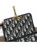 CHRISTIAN DIOR 30 Montaigne Box Bag in Blue Oblique Jacquard with Shoulder Strap