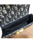CHRISTIAN DIOR 30 Montaigne Box Bag in Blue Oblique Jacquard with Shoulder Strap