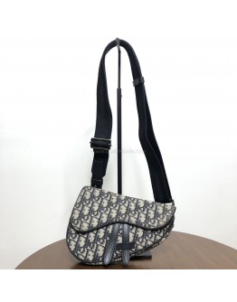 CHRISTIAN DIOR Mini Saddle Belt Bag in Blue Oblique Jacquard – SHW (Year 2020)