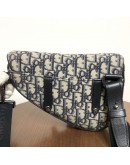CHRISTIAN DIOR Mini Saddle Belt Bag in Blue Oblique Jacquard – SHW (Year 2020)