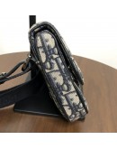 CHRISTIAN DIOR Mini Saddle Belt Bag in Blue Oblique Jacquard – SHW (Year 2020)
