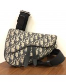 CHRISTIAN DIOR Mini Saddle Belt Bag in Blue Oblique Jacquard – SHW (Year 2020)