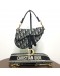 CHRISTIAN DIOR Mini Saddle Bag in Blue Oblique Jacquard with Embroidered Strap – Antique Gold Hardware