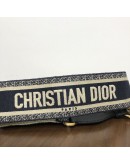 CHRISTIAN DIOR Mini Saddle Bag in Blue Oblique Jacquard with Embroidered Strap – Antique Gold Hardware