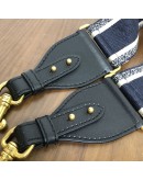 CHRISTIAN DIOR Mini Saddle Bag in Blue Oblique Jacquard with Embroidered Strap – Antique Gold Hardware
