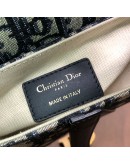 CHRISTIAN DIOR Mini Saddle Bag in Blue Oblique Jacquard with Embroidered Strap – Antique Gold Hardware
