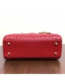 CHRISTIAN DIOR Small Lady Dior Handbag with ABC Shoulder Strap in Red Cannage Lambskin – GHW