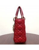 CHRISTIAN DIOR Small Lady Dior Handbag with ABC Shoulder Strap in Red Cannage Lambskin – GHW