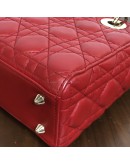CHRISTIAN DIOR Small Lady Dior Handbag with ABC Shoulder Strap in Red Cannage Lambskin – GHW