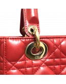CHRISTIAN DIOR Small Lady Dior Handbag with ABC Shoulder Strap in Red Cannage Lambskin – GHW