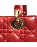 CHRISTIAN DIOR Small Lady Dior Handbag with ABC Shoulder Strap in Red Cannage Lambskin – GHW