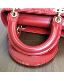CHRISTIAN DIOR Small Lady Dior Handbag with ABC Shoulder Strap in Red Cannage Lambskin – GHW