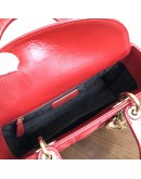 CHRISTIAN DIOR Small Lady Dior Handbag with ABC Shoulder Strap in Red Cannage Lambskin – GHW