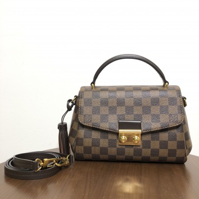 LOUIS VUITTON Damier Ebene Croisette Handbag with Shoulder Strap – GHW (Year 2018)