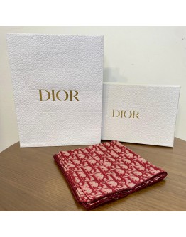 CHRISTIAN DIOR Red Oblique 100% Silk Scarf