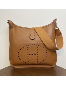 HERMES Evelyne GM 33 in Gold Brown Epsom Leather with Shoulder Strap – GHW (Stamp Circle Z – Year 1996)