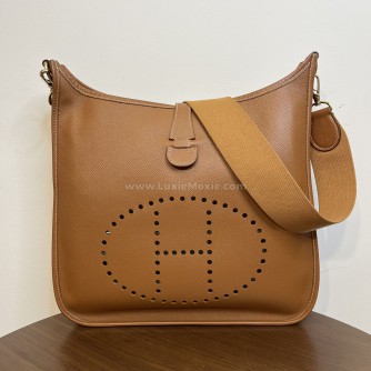 HERMES Evelyne GM 33 in Gold Brown Epsom Leather with Shoulder Strap – GHW (Stamp Circle Z – Year 1996)