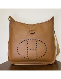 HERMES Evelyne GM 33 in Gold Brown Epsom Leather with Shoulder Strap – GHW (Stamp Circle Z – Year 1996)