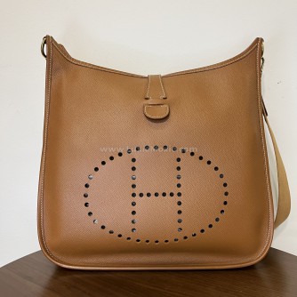 HERMES Evelyne GM 33 in Gold Brown Epsom Leather with Shoulder Strap – GHW (Stamp Circle Z – Year 1996)