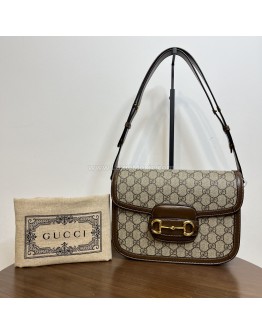 GUCCI Brown GG Supreme Horsebit 1955 Medium Shoulder Bag – GHW