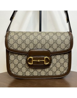 GUCCI Brown GG Supreme Horsebit 1955 Medium Shoulder Bag – GHW