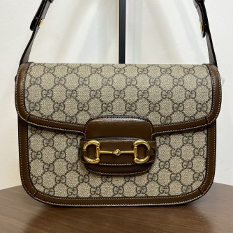 GUCCI Brown GG Supreme Horsebit 1955 Medium Shoulder Bag – GHW