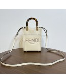 FENDI Mini Sunshine Shopper Mini Bag in Off White Calfskin with Shoulder Strap – GHW