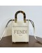 FENDI Mini Sunshine Shopper Mini Bag in Off White Calfskin with Shoulder Strap – GHW