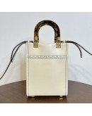 FENDI Mini Sunshine Shopper Mini Bag in Off White Calfskin with Shoulder Strap – GHW