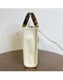 FENDI Mini Sunshine Shopper Mini Bag in Off White Calfskin with Shoulder Strap – GHW