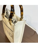 FENDI Mini Sunshine Shopper Mini Bag in Off White Calfskin with Shoulder Strap – GHW