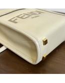 FENDI Mini Sunshine Shopper Mini Bag in Off White Calfskin with Shoulder Strap – GHW
