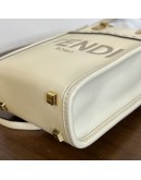 FENDI Mini Sunshine Shopper Mini Bag in Off White Calfskin with Shoulder Strap – GHW