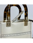 FENDI Mini Sunshine Shopper Mini Bag in Off White Calfskin with Shoulder Strap – GHW