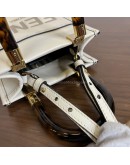 FENDI Mini Sunshine Shopper Mini Bag in Off White Calfskin with Shoulder Strap – GHW