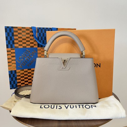 LOUIS VUITTON Capucines BB Taurillon Leather in Galet – GHW (Microchip – May 2023)