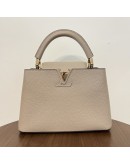 LOUIS VUITTON Capucines BB Taurillon Leather in Galet – GHW (Microchip – May 2023)