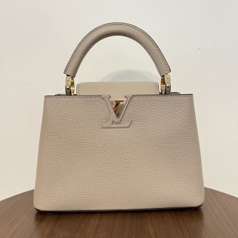 LOUIS VUITTON Capucines BB Taurillon Leather in Galet – GHW (Microchip – May 2023)