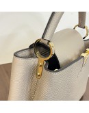 LOUIS VUITTON Capucines BB Taurillon Leather in Galet – GHW (Microchip – May 2023)
