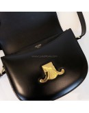 CELINE Besace Clea Triomphe Crossbody Bag in Black Shiny Calfskin – GHW