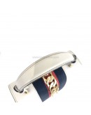 GUCCI Sylvie Mini Top Handle Bag in Off White Calfskin with Twisted Web Strap & Leather Strap – GHW