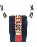 GUCCI Sylvie Mini Top Handle Bag in Off White Calfskin with Twisted Web Strap & Leather Strap – GHW