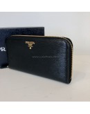 PRADA 1ML506 Nero Black Vitello Move Leather Long Zipped Wallet – GHW