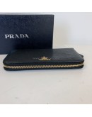 PRADA 1ML506 Nero Black Vitello Move Leather Long Zipped Wallet – GHW