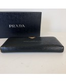 PRADA 1ML506 Nero Black Vitello Move Leather Long Zipped Wallet – GHW