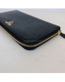 PRADA 1ML506 Nero Black Vitello Move Leather Long Zipped Wallet – GHW