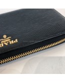 PRADA 1ML506 Nero Black Vitello Move Leather Long Zipped Wallet – GHW