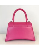 BALENCIAGA Small Hourglass Handbag in Pink Shiny Box Calfskin – SHW (Receipt Year 2019)