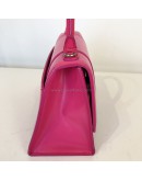 BALENCIAGA Small Hourglass Handbag in Pink Shiny Box Calfskin – SHW (Receipt Year 2019)