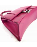 BALENCIAGA Small Hourglass Handbag in Pink Shiny Box Calfskin – SHW (Receipt Year 2019)